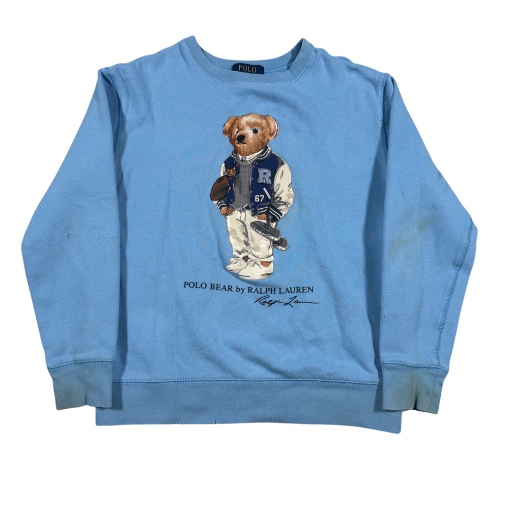 Polo Ralph Lauren Polo Bear Sweatshirt Boys M 10-12 Blue Varsity Graphic